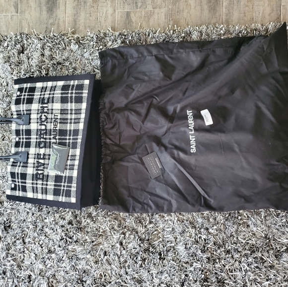 YSL bag Saint Laurent YSL Rive Gauche Checked TOTE - Picture 9 of 12